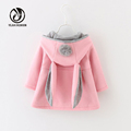 Yejia Fashion Autumn Winter Thicken Kids Coat Animal Rabbit Design Cardigan Cotton Children Jackets Hooded Girls
