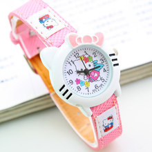 New Cute Hello Kitty Cat Cartoon Watch Fashion Children Kids Boys Girls Students Casual Quartz Analog Wristwatch Clock 151647