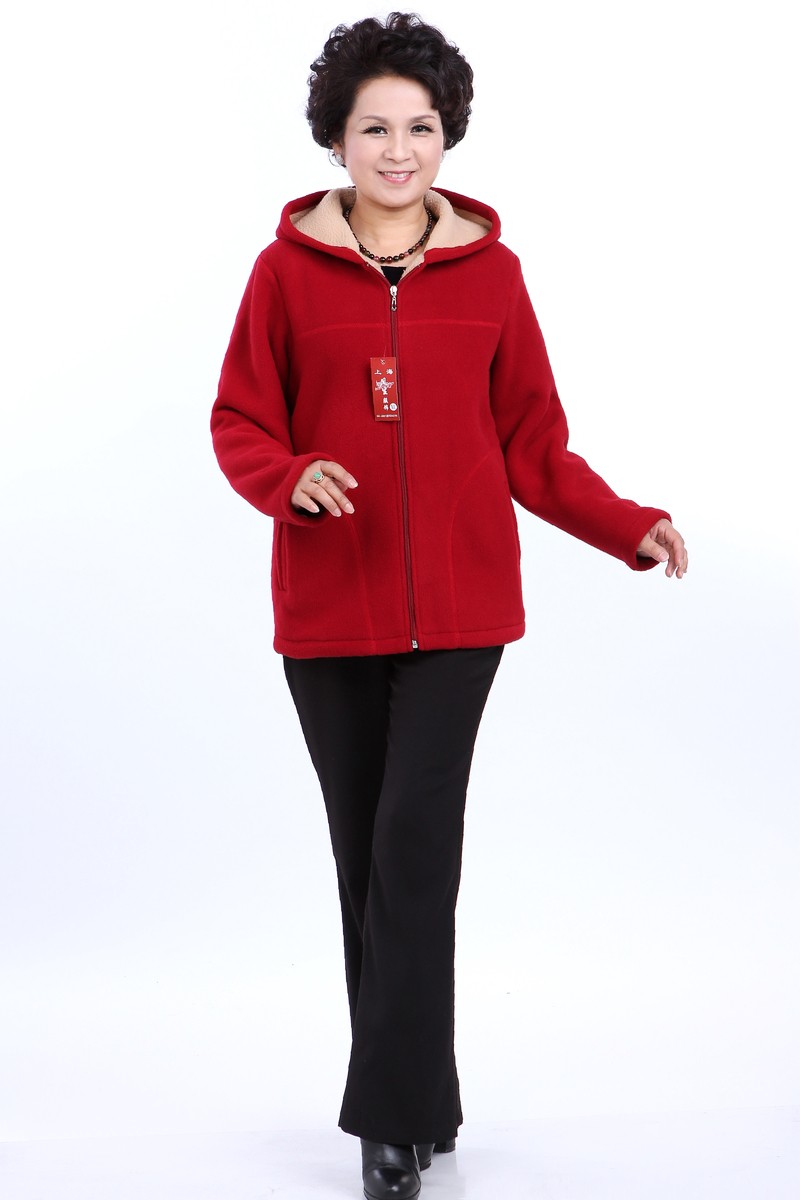 Winter Middle Aged Womens Hooded Imitation Lambs Fleece Jackets Ladies Warm Soft Velevt Coats Mother Overcoats Plus Size (7)
