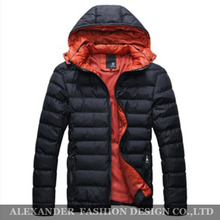 Free Shipping 2014 Fashion Winter Down Jacket Men Thermal Cotton padded Overcoat Casual Men s Hooded
