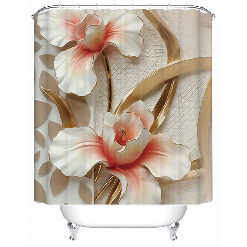 3d Shower Curtain Stereoscopic Flower Waterproof Polyester Fabric In The Bathroom Decor Fashion 8985