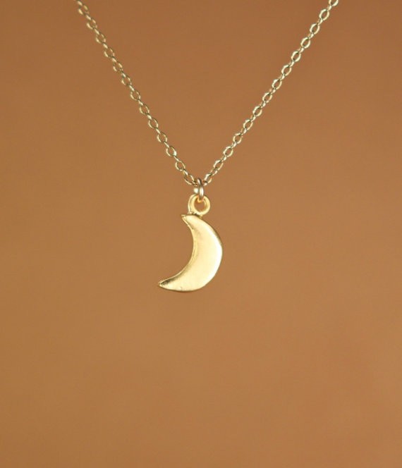 Gold and silver crescent moon necklace