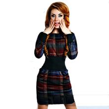 Fashion Women Plaid Print Dress Vintage Tartan Party Dresses Women’s Casual Office Pencil Dress Vestidos Lady Bodycon Mini Dress