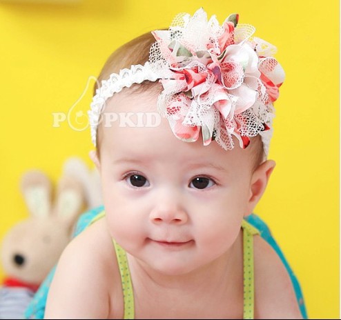 2 Colors Free Shipping Baby Chiffon Flower Headband Girls Lace Headband Infant Knitting Hair Weave Baby