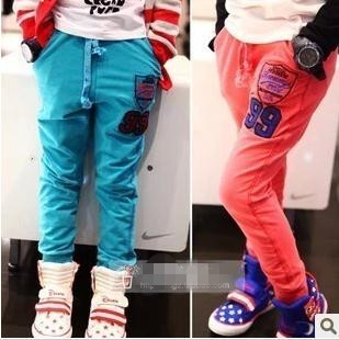 2013 autumn child sports casual pants male female child embroidery digital trousers child pants baby pants 5pcs/lot