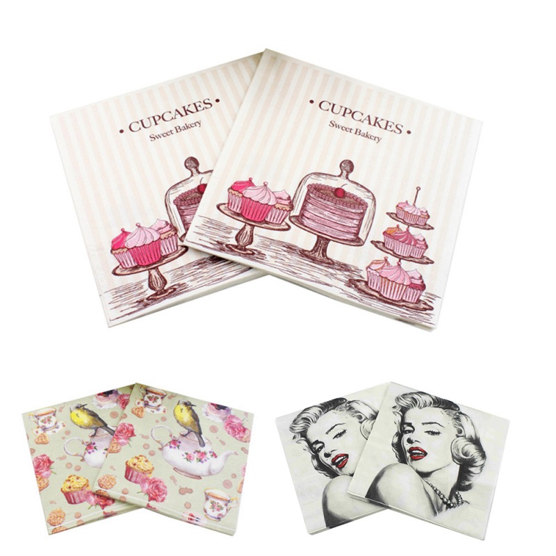 Decoración De Mesa Pack completo Pastel De Bodas Papel Servilletas Para Decoupage