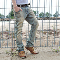 2016 Mens Overalls Fashion Slim Jeans Designer Brand mens washed jeans Solid Casual Straight Jeans Light