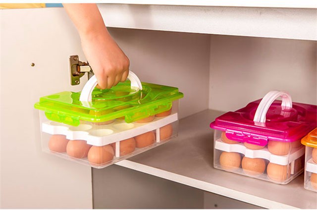24 Grid Bilayer Egg Storage Box Food Container Keep Eggs Fresh Organizer Kitchen Supplies