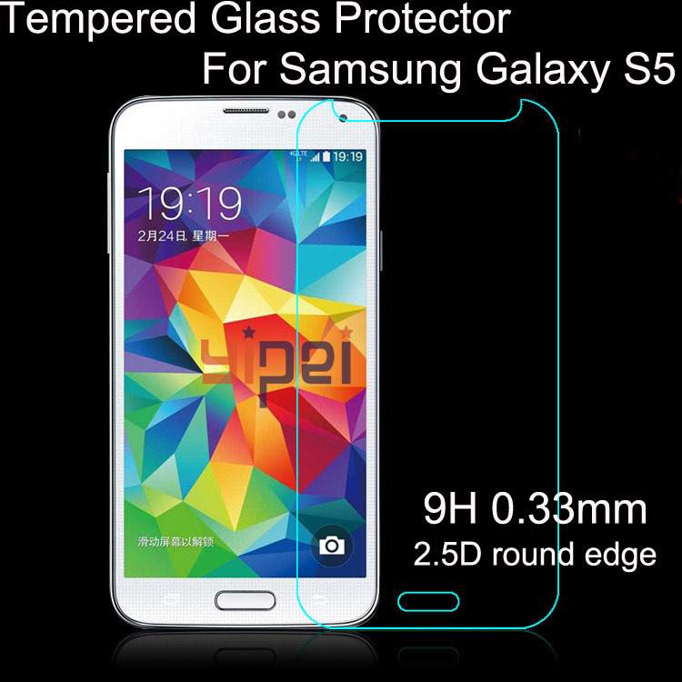 2015 High quality 2 5D Tempered Glass Screen Protector For Samsung Galaxy S5 i9600 Premium protective
