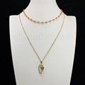 WT N666 Newest Style 2 Layer Choker necklace natural jade rosary chain necklace arrowhead crystal pendant