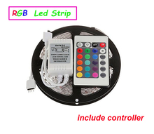 Free shipping 5M/roll 60led/M led strips smd 3528 DC12V safe led bar light   plus 24Key IR remote controller with DC wire