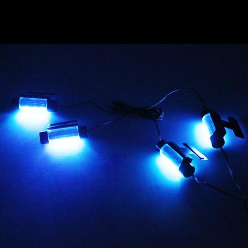 4 x 3 Blue LEDs Glow Neon Decoration Interior light for Car