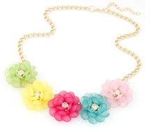 Hot Selling Jewelry Fashion 4 colors Gold Plated Flower Statement Necklace For Woman 2015 New collar necklaces & pendants  H69