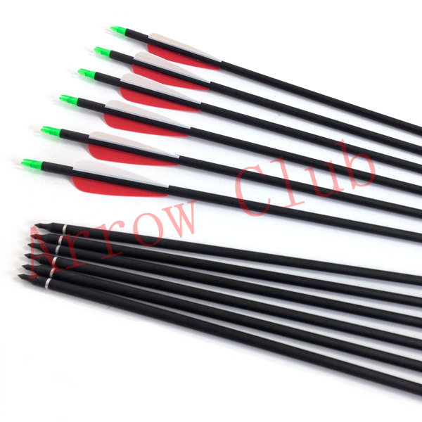30 mixed carbon and glassfiber arrow shaft 12pcs with 7 8mmOD and arrow tips hunting compound