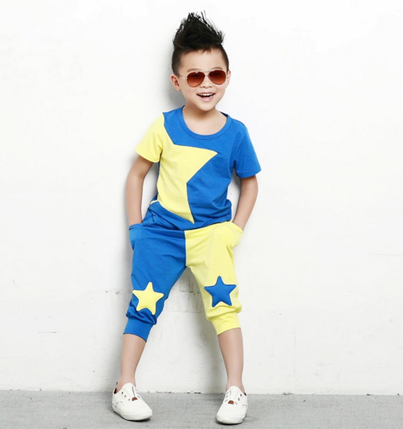 free shipping children clothing set stars boys set boys fashion summer suit baby sets short t