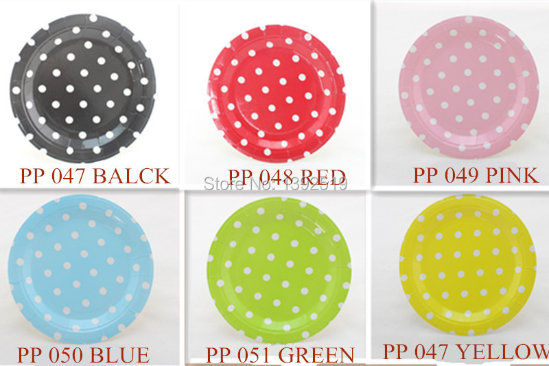 9 polka dot paper plates colors_