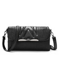 Chic Stripe Small Bag Women Solid Color Mini Chain Flap Bag Fashion Simple Layered Shoulder Bag