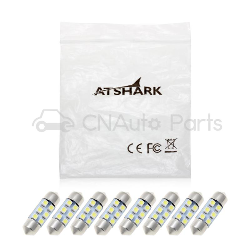 Atshark 8pcs 31mm 3528SMD 6 LED Festoon Dome Light White DC 12V