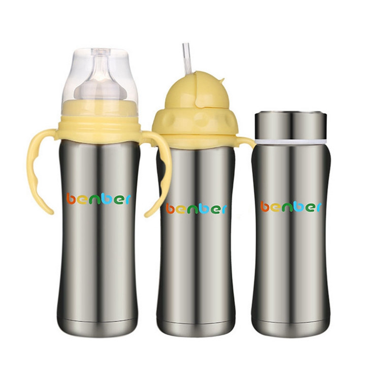 3 Lids Cover Child Stainless Steel Thermal Insulation Baby Bottle Water Bottle High Quality Baby Milk Bottle Keep Warm Product (1)