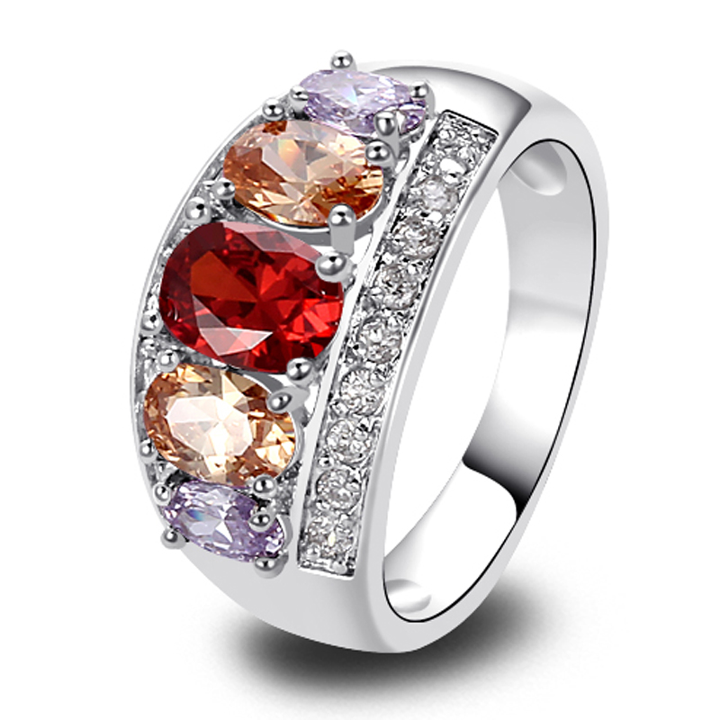 Exquisite-Wholesale-925-Silver-Ring-Size-9-Garnet-Morganite-Amethyst ...