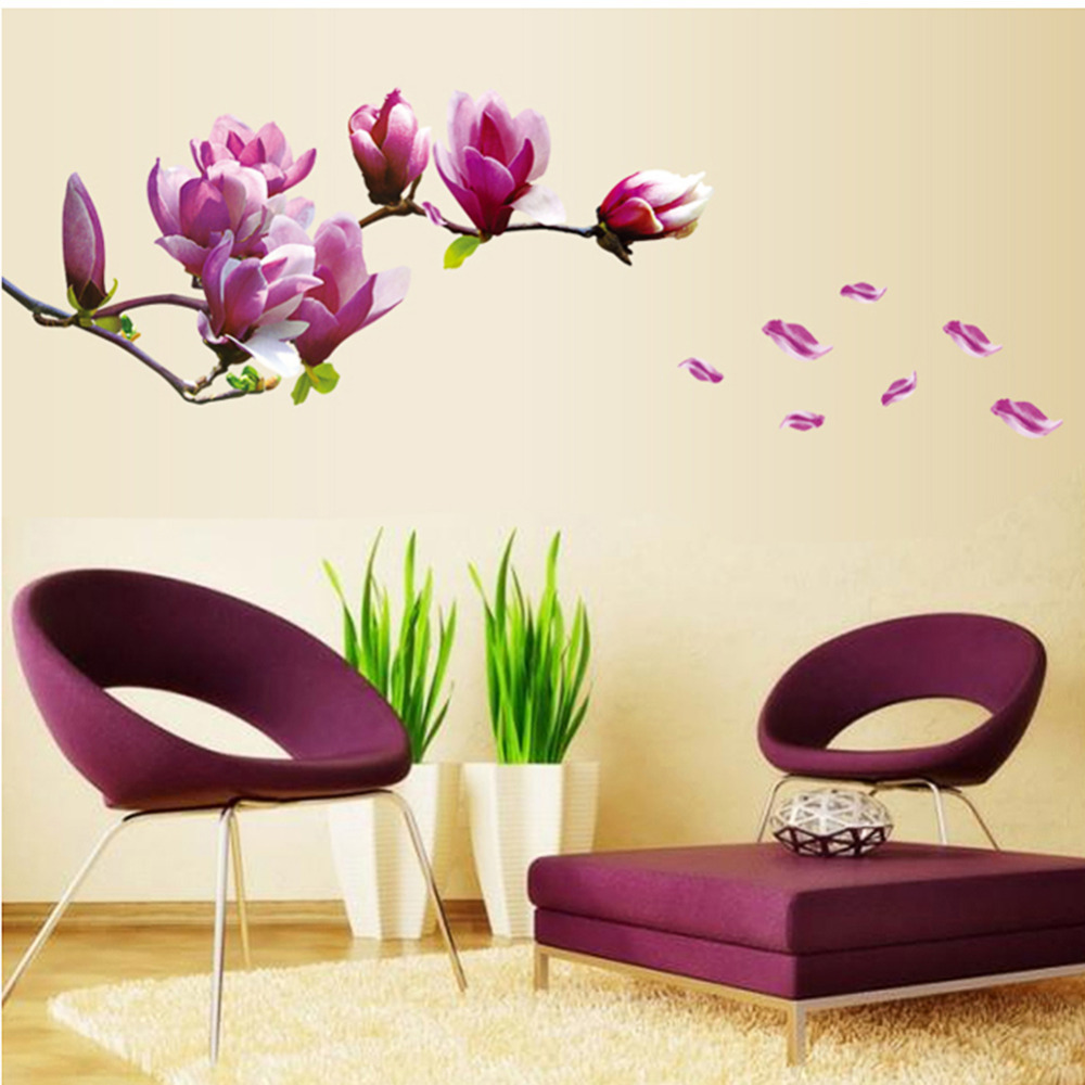 Diy muur sticker pvc cherry boom of magnolia patroon kamer home ...