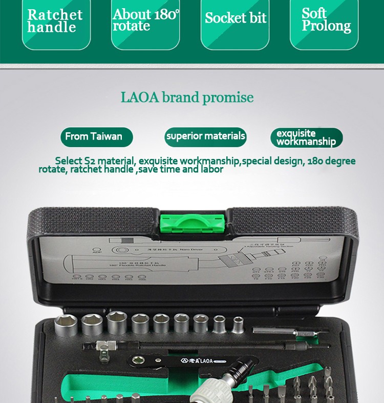 LAOA 36pcs Ratchet Screwdriver Sets With S2 Bit Hex Slotted Phillips Y-shaped Pentacle Torx Bits Hand Tools pdr Kit Outillage