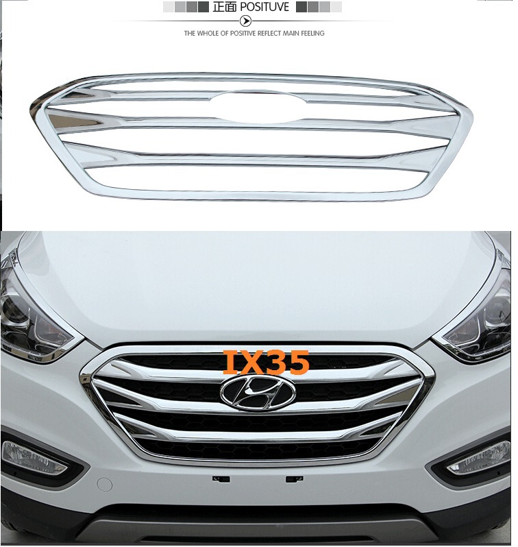 Hyundai Tucson ix35 Front Radiator Hood Grill trim cover car styling Racing Grills trim cover ABS Chrome 2013, 2014