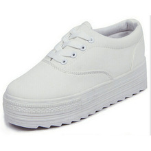 Fashion 2016 women canvas Shoes Platform Height Increasing Women Shoes wedges high heels shoes 5A106