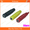 50pcs Good quality five color copper 4mm audio banana socket plug 24A 30VAC 60VDC extension cord