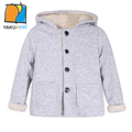 YKYY YAKUYIYI Solid Gray Girl Outwear Single Breasted Baby Girl Outerwear Coat Soft Fluffy Hooded Children