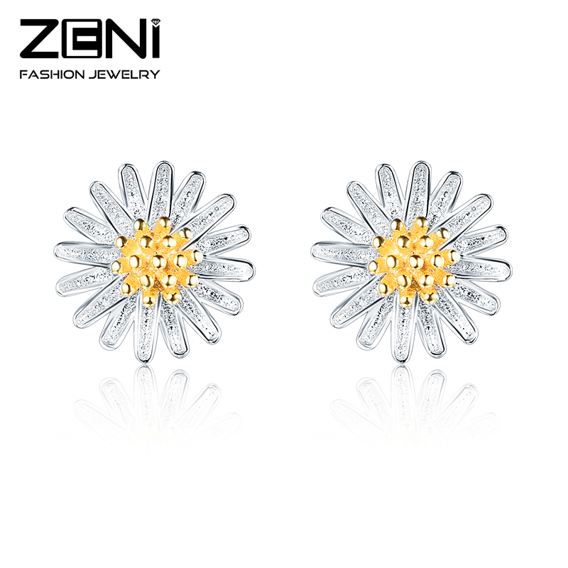 2016 New Fine Jewelry Flower Design Natural Genuine Cubic Zirconia Stone 925 Sterling Silver Jewelry Stud Earring Zeni Jewelry