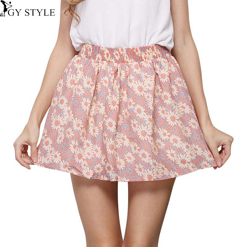 2016 Hot Sale Summer Fashion font b Kilt b font Floral Print Style Women Mini Pleated
