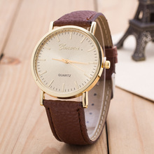 2016 Hot Sale Newest Fashion Geneva Dress PU Leather Gold Dial Women Watch Simplicity Quartz Clock