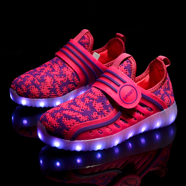 2017 Новый 7 Цветов световой shoes дети СВЕТОДИОДНЫЕ светящиеся обуви мальчиков и девочек мода USB аккумуляторная света led shoes for kids led shoes