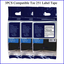 3PCS Compatible P-touch Label Printer Tape For Brother TZe Tz Labeler Tze251 Tze251 tz251 TZ Tape