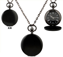Sunshine New Classic Smooth black Dial Vintage Steel Watch Men Quartz Pocket Watch weight 46g chain