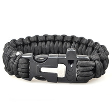 2016 4 In 1 Flint Fire Starter Whistle Outdoor Camping Survival Gear Buckle Travel Kit Paracord
