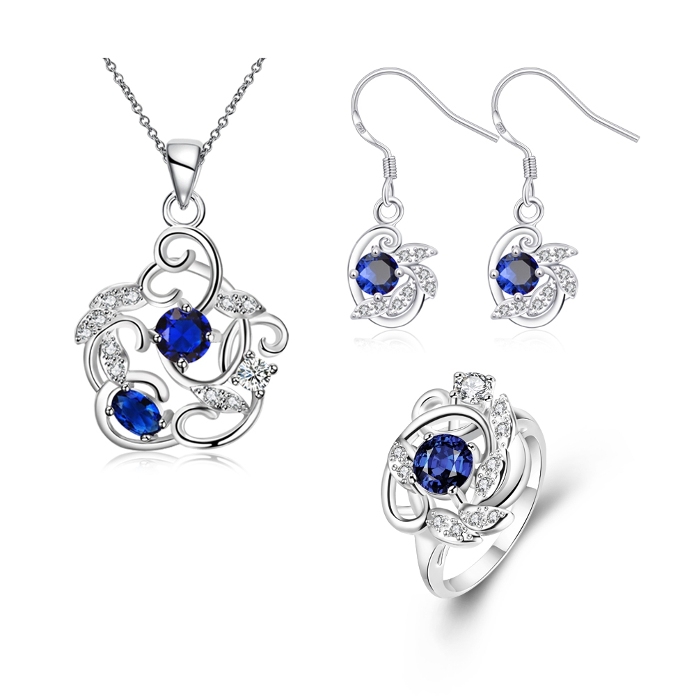 HIBRIDE Luxury White Gold-Color Dark Blue AAA Cubic 92 HIBRIDE Luxury White Gold-Color Dark Blue AAA Cubic 8