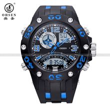 Ohsen reloj del deporte hombre cronómetro de cuarzo muct funciones relojes análogos-digital Waterpoof de reloj caja de regalo envío gratis