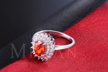 Vintage Rings For Women party red CZ diamond White gold plated ruby engagement jewelry for women