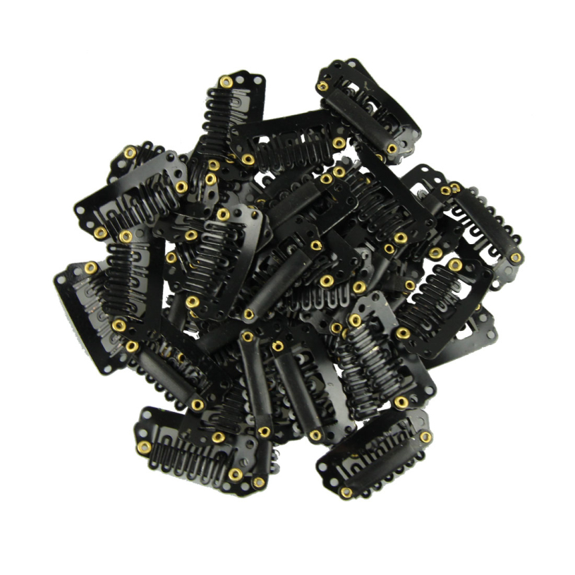 Brand New U Shape Black Colored Stainless Steel Snap Clips for Feather Hair Extensions Wigs Weft
