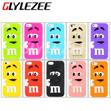 M&M M Bean Soft silicone Fragrance Chocolate colorful Rainbow Cartoon Cellphone Cover Case for iPhone4 4S 5 5S 5C 6 6S Plus