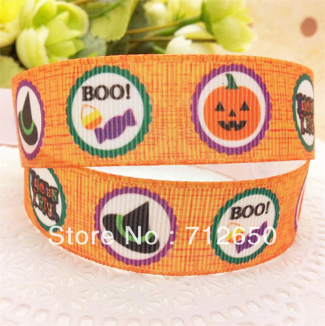 free shipping wholesale 7/8'' 22mm printed grosgrain ribbon Halloween holiday ribbon printed ribbon 10 yards