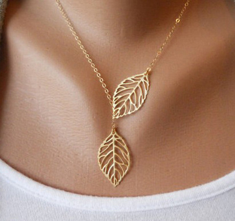 collier fine jewelry maxi necklace summer necklaces pendants choker gros femme colares women Leaves rose gold