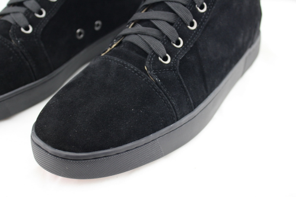 2015 new suede all black Red Bottom men shoes Flat High Top women ...