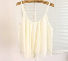 Feitong 4 Colors Women Summer Clothing Bilayer Sleeveless Shirt Chiffon Loose Vest Tank Tops Blouse Free