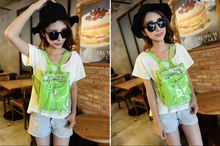 Free shipping 2015 new Summer Candy colored women bag transparent small double backpack Lovely Ladies small