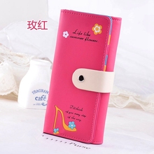Womens Wallets And Purses With Flowers Floral And Heeled Shoes Pattern Elegant classic Hasp Credit Card