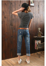 Free shipping Hot selling 2015 new summer style female jeans Ms jeans Straight barrel ladies Denim