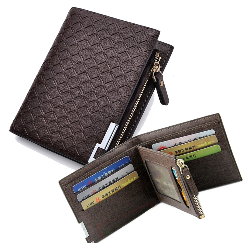 Men&#39;s Leather Wallets zipper Card Holder Men Coin Purse designer men wallets famous brand ...